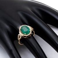 2.89 Ct Oval Natural Emerald 14K Gold Ring