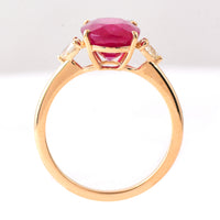 4.16 Ct Oval Ruby 18K Gold Ring