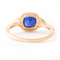 1.91 Ct Cushion Mixed Cut Natural Sapphire 14K Gold Ring