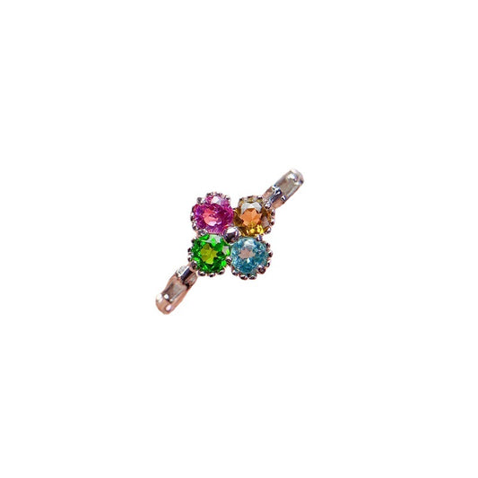 Multi Colored Tourmaline 925 Sterling Silver Ring