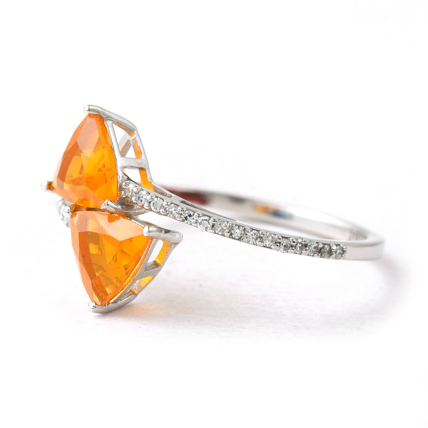 2.67 Ct Triangle Mixed Cut Natural Fire Opal 950 Platinum Ring