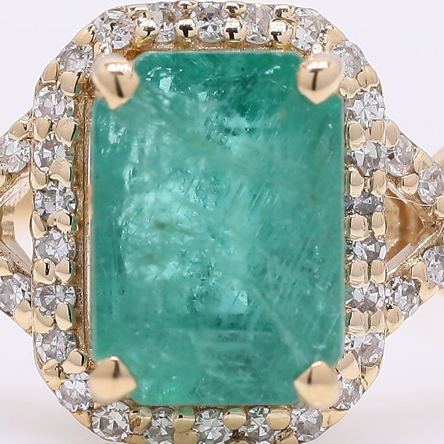1.62 Ct Octagon Step Cut Natural Emerald 14K Gold Ring