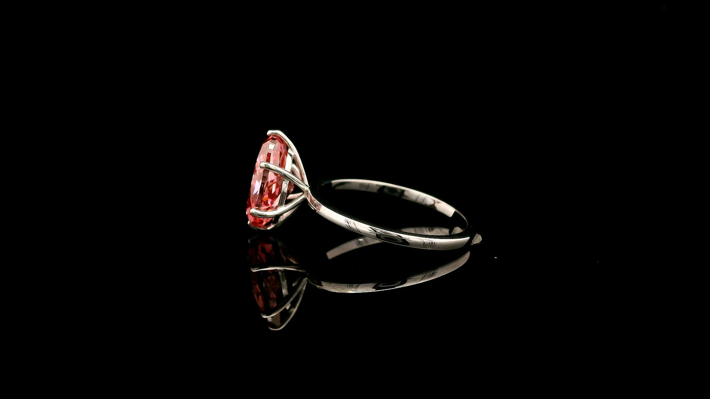 3.00 Carats Pink Lab Grown Diamond 14K Gold Ring