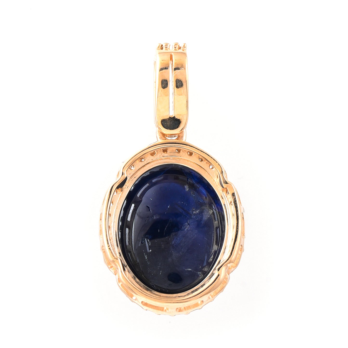 7.73 Ct Oval Cabochon Cut Natural Sapphire 14K Gold Pendant