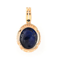7.73 Ct Oval Cabochon Cut Natural Sapphire 14K Gold Pendant