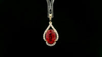4.64 Ct Oval Lab Grown Ruby 14K Gold Pendant