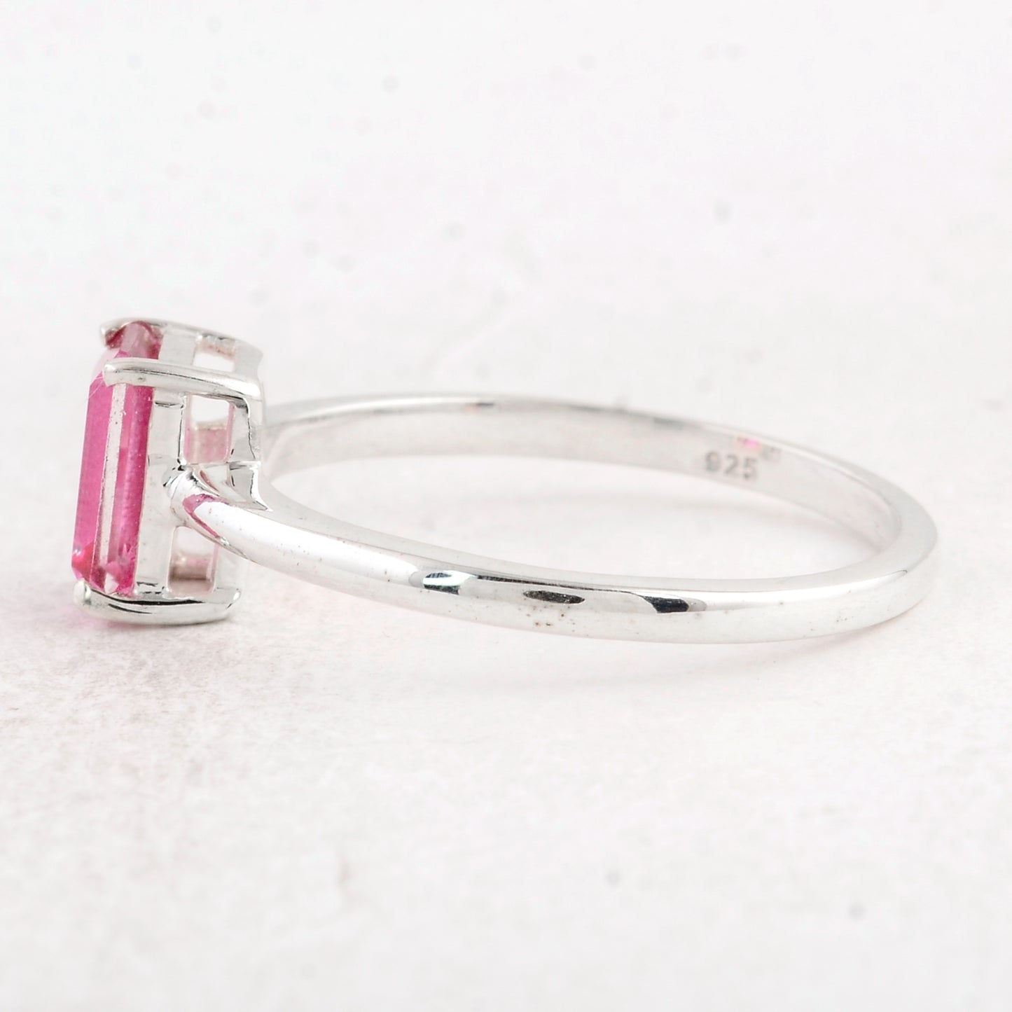 1.10 Ct Octagon Pink Topaz 925 Sterling Silver Ring