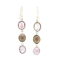 10.10 Ct Amethyst, Smoky Quartz 925 Sterling Silver Earrings