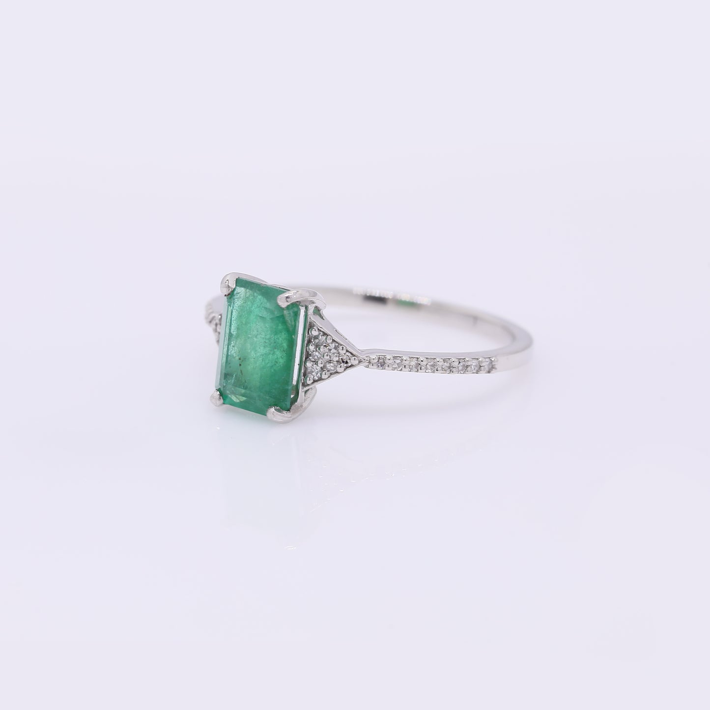 1.64 Ct Octagon Step Cut Natural Emerald 950 Platinum Ring
