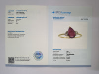 2.03 Ct Pear Cabochon Natural Rubellite 14K Gold Ring