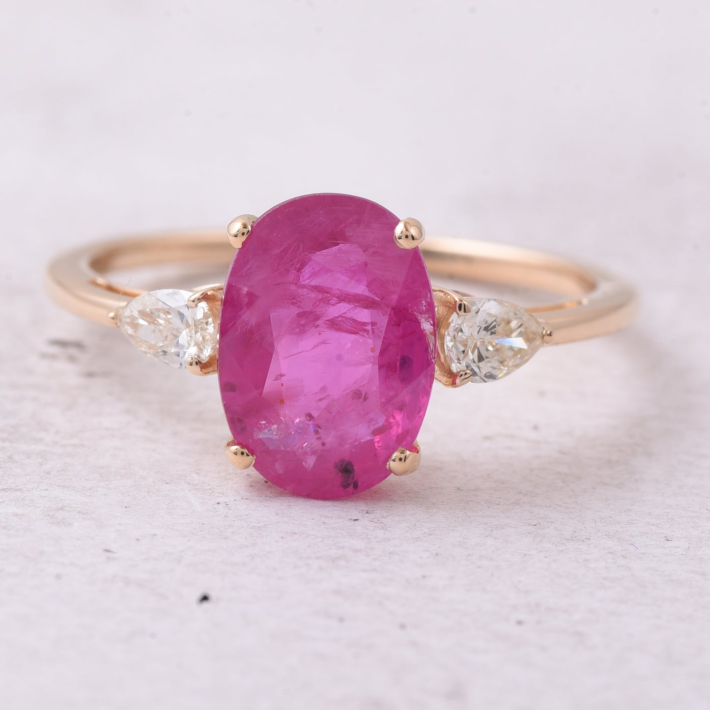 2.82 Ct Oval Mixed Cut Natural Ruby 14K Gold Ring