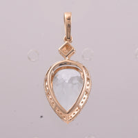 2.78 Ct Pear Mixed Cut Natural Aquamarine 14K Gold Pendant