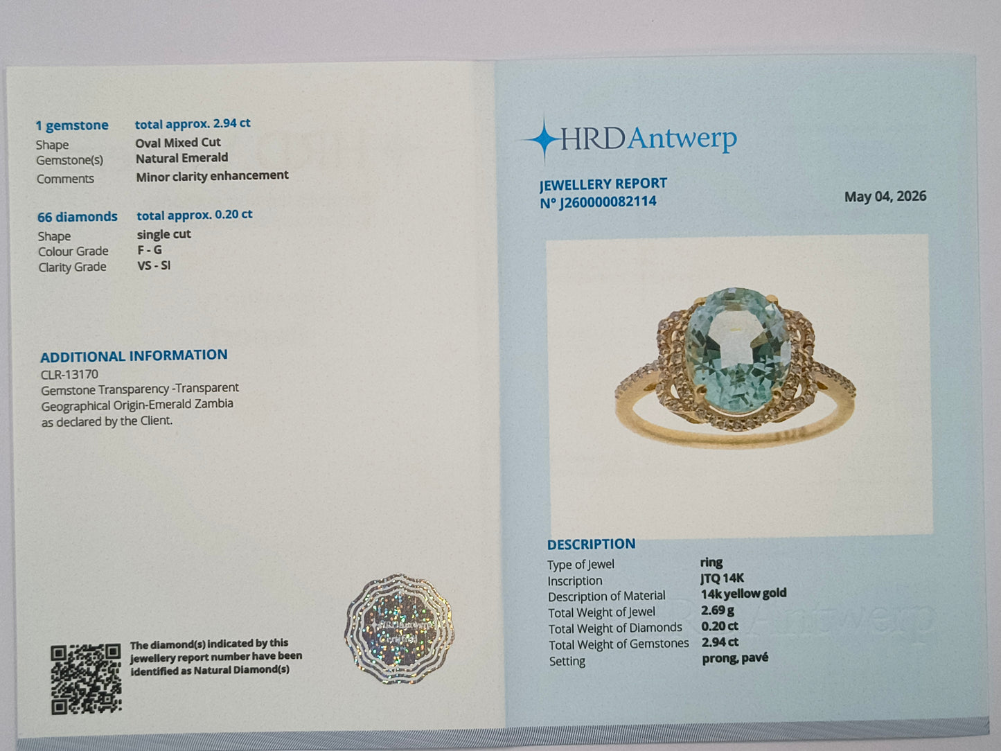 3.14 Ct Oval Mixed Cut Natural Emerald 14K Gold Ring