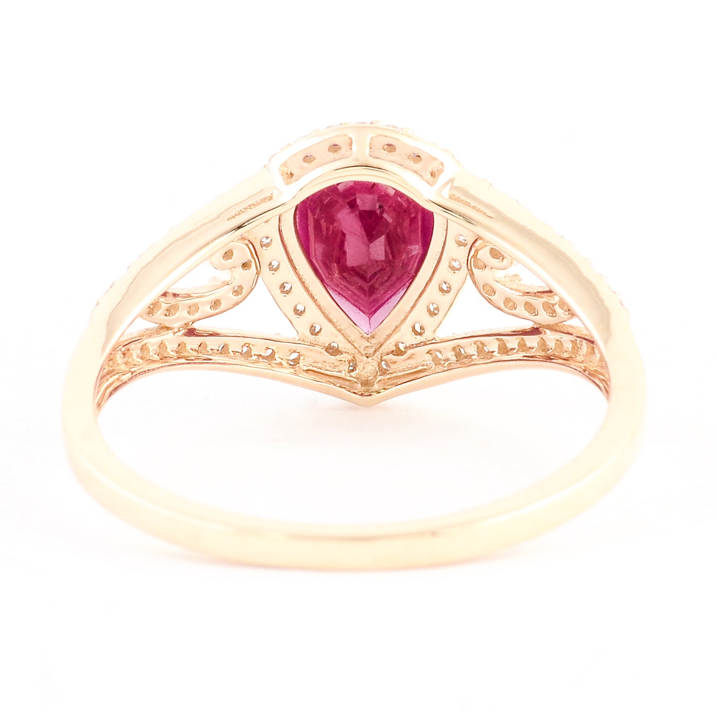 1.45 Ct Pear Mixed Cut Natural Corundum Ruby 14K Gold Ring