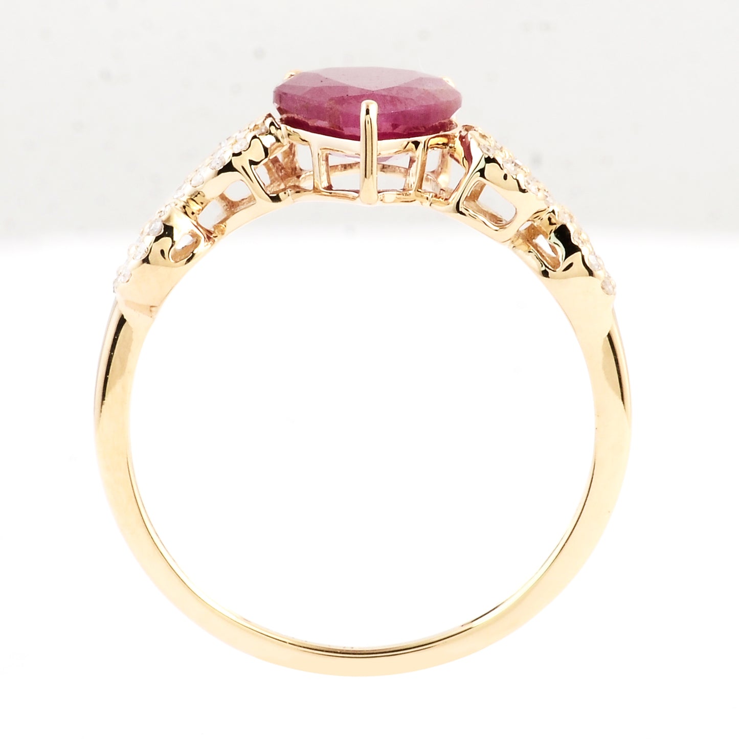 2.32 Ct Pear Mixed Cut Natural Corundum Ruby 14K Gold Ring