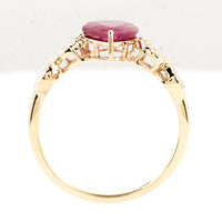 2.32 Ct Pear Mixed Cut Natural Corundum Ruby 14K Gold Ring