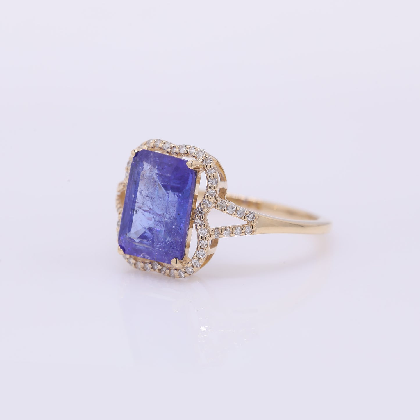 3.24 Ct Octagon Step Cut Natural Tanzanite 14K Gold Ring
