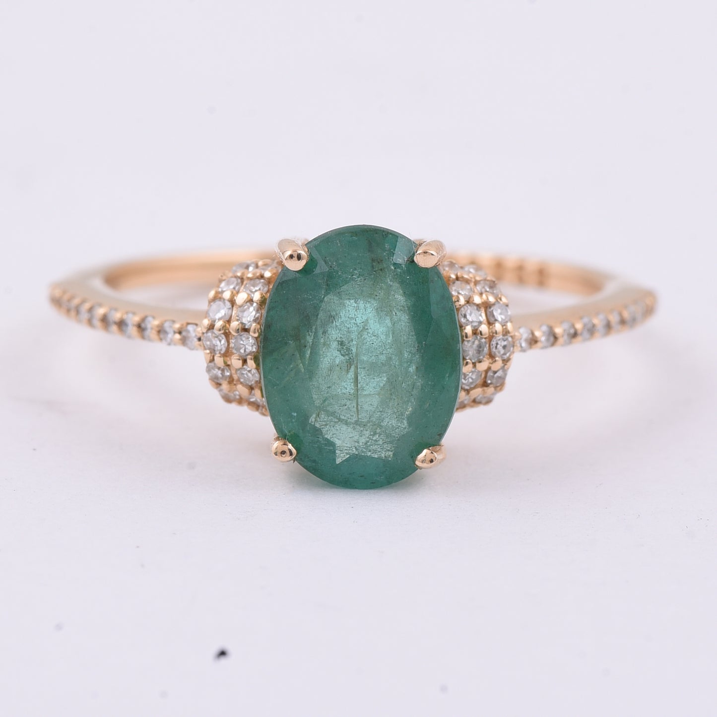 1.93 Ct Oval Natural Emerald 14K Gold Ring