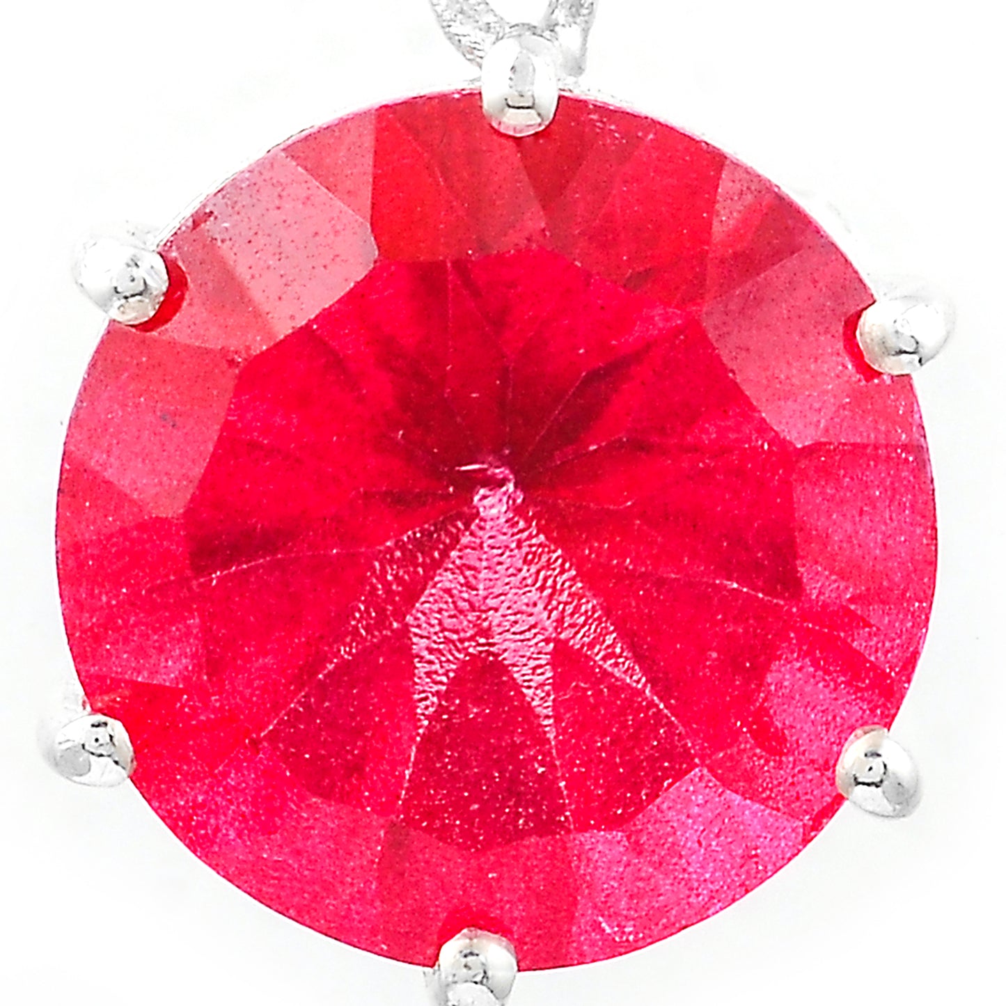 7.61 Ct Round Pink Topaz, White Zircon, 925 Sterling Silver Pendant