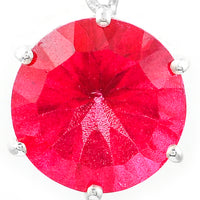 7.61 Ct Round Pink Topaz, White Zircon, 925 Sterling Silver Pendant