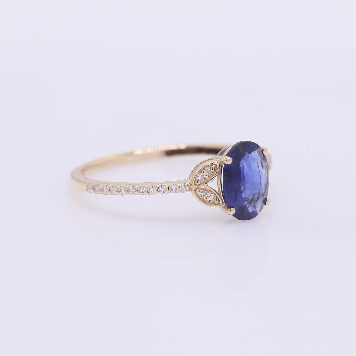 1.13 Ct Oval Mixed Cut Natural Sapphire 14K Gold Ring