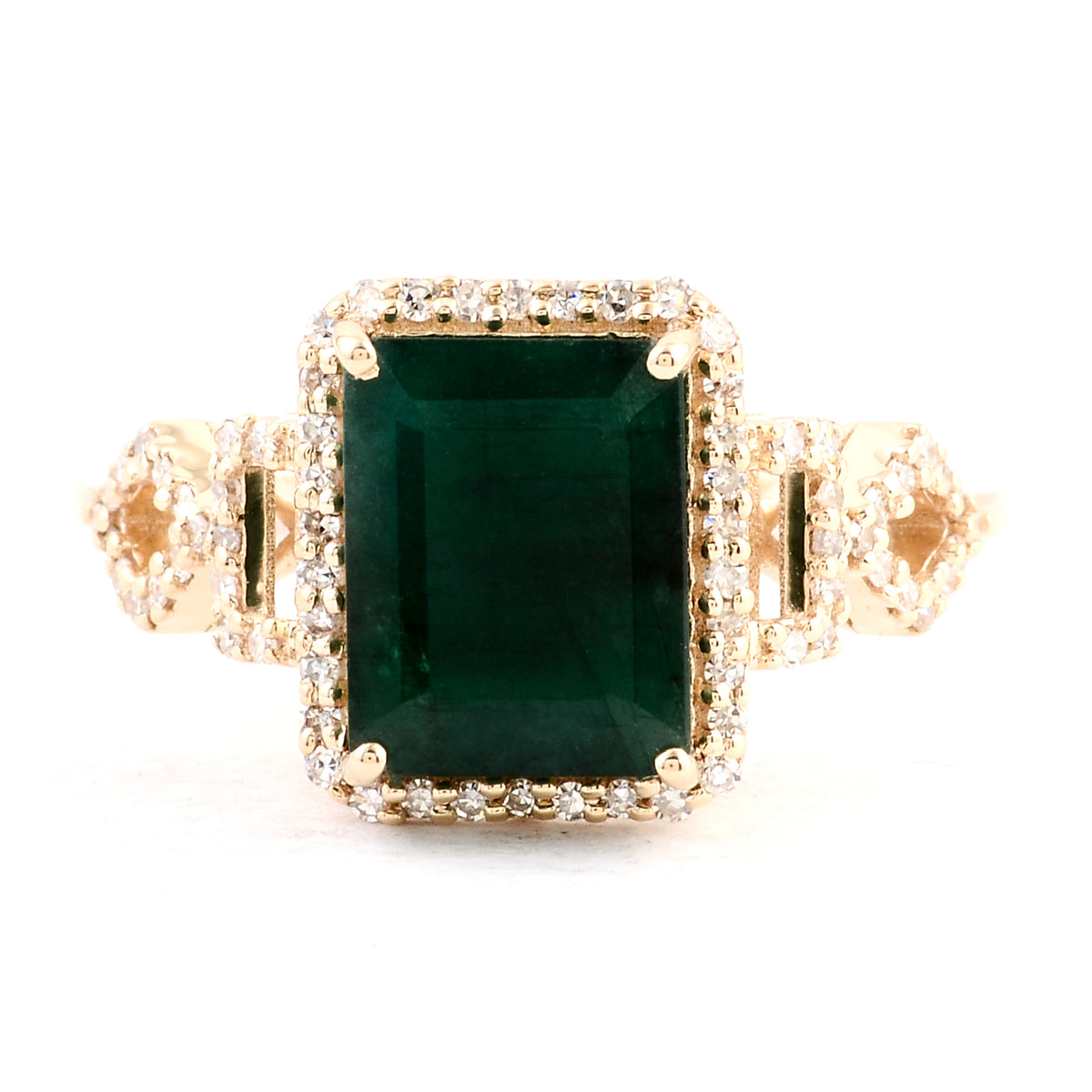 2.71 Ct Emerald Cut Natural Beryl Emerald 14K Gold Ring
