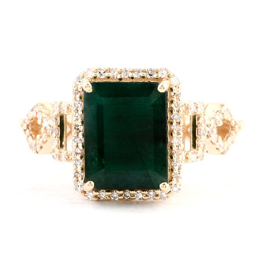 2.71 Ct Emerald Cut Natural Beryl Emerald 14K Gold Ring