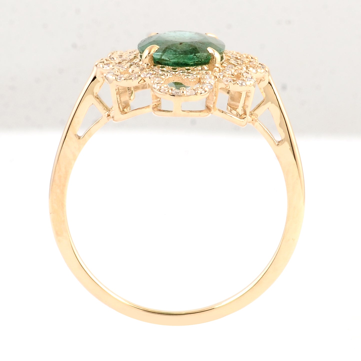 1.86 Ct Oval Mixed Cut Natural Beryl Emerald 14K Gold Ring