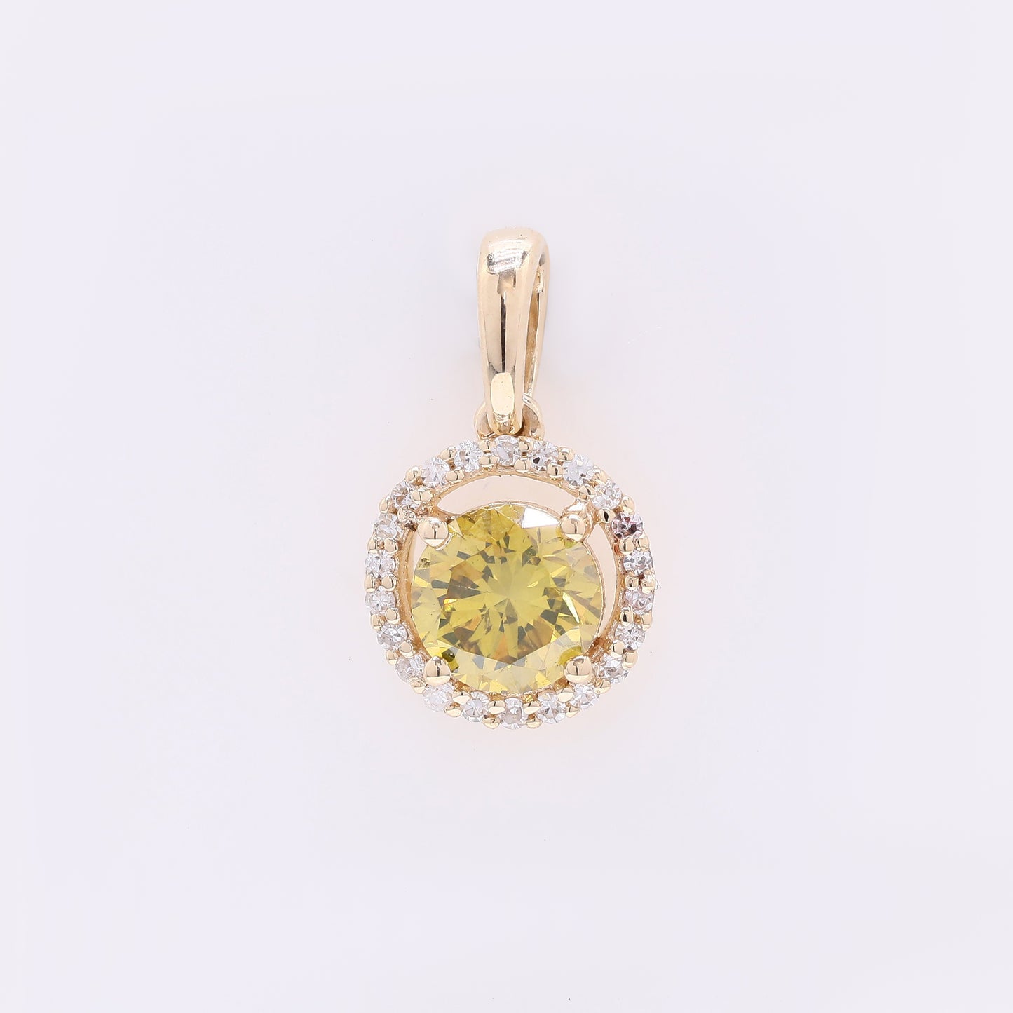 0.69 Ct Round Yellow Diamond 14K Gold Pendant