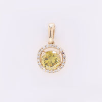 0.69 Ct Round Yellow Diamond 14K Gold Pendant