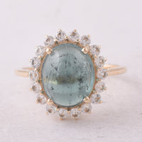 5.32 Ct Oval Tourmaline 9K Gold Ring