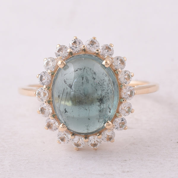 5.32 Ct Oval Tourmaline 9K Gold Ring