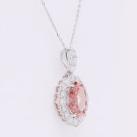 3.84 Carats Fancy Vivid Pink Lab Grown Diamond 14K Gold Pendant