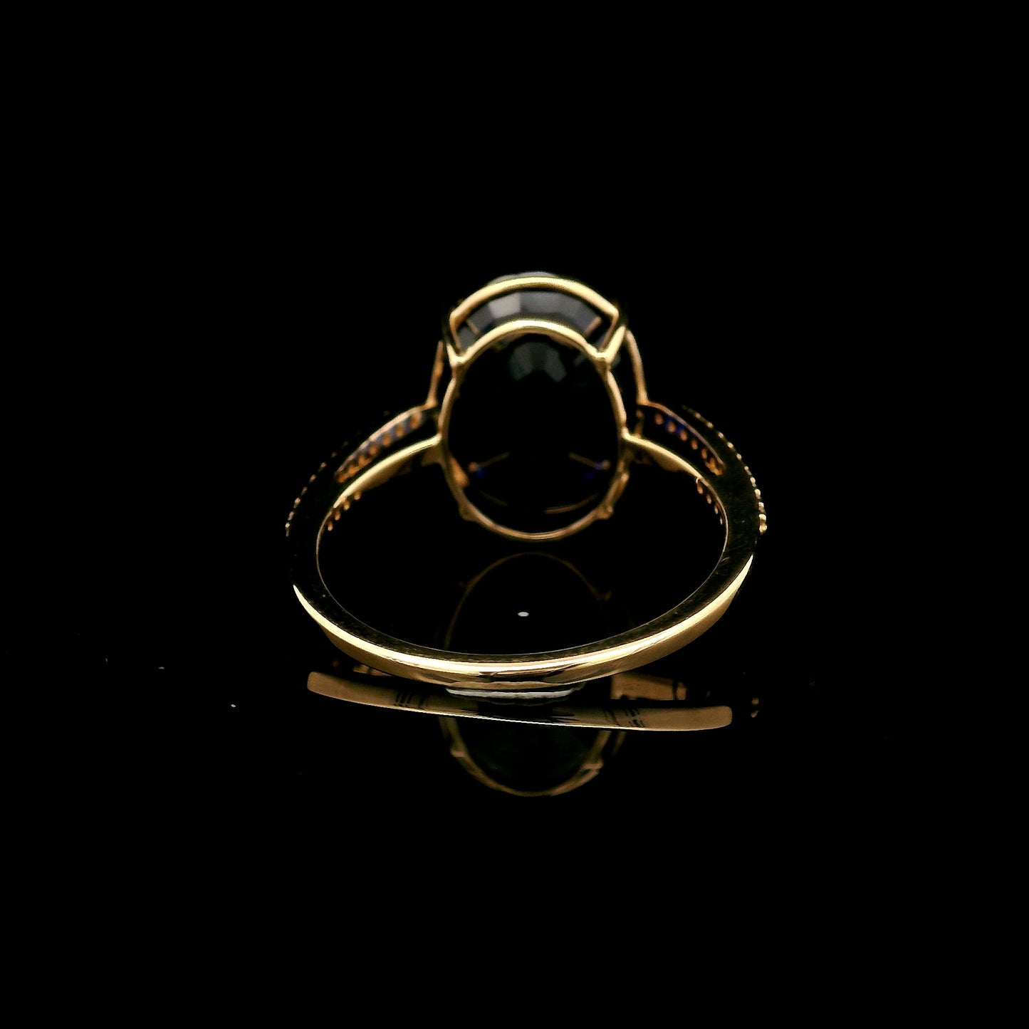 6.60 Ct Oval Mixed Cut Lab Grown Sapphire 14K Gold Ring