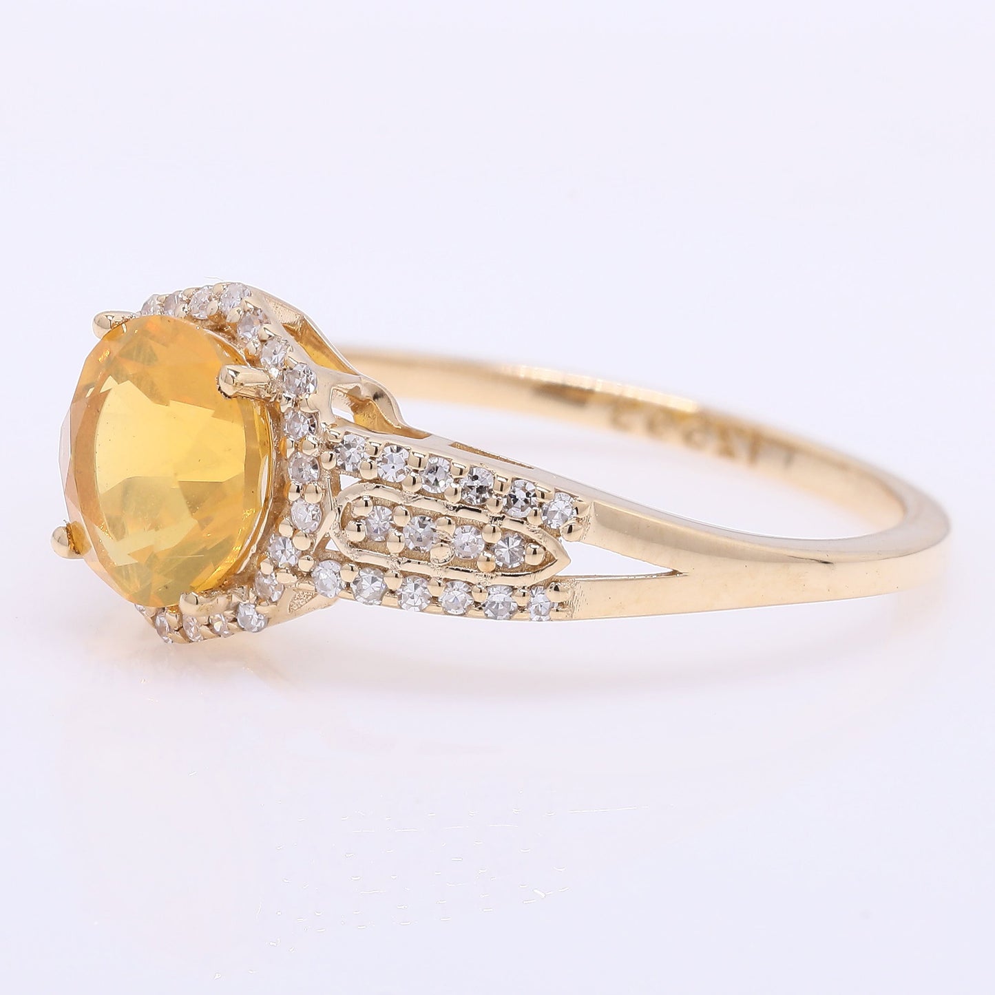 1.00 Ct Round Mixed Cut Natural Fire Opal 14K Gold Ring