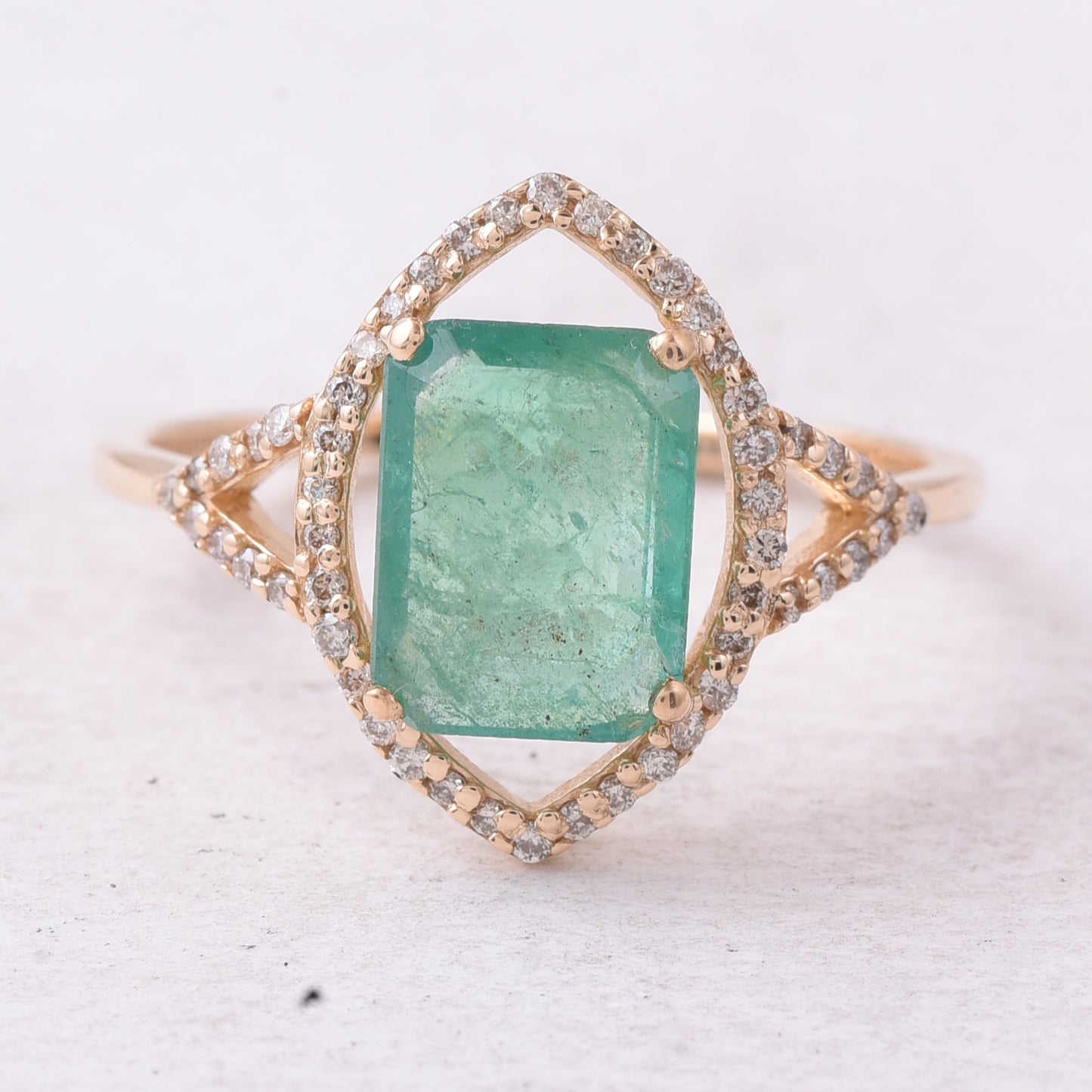 1.86 Ct Octagon Step Cut Natural Emerald 14K Gold Ring