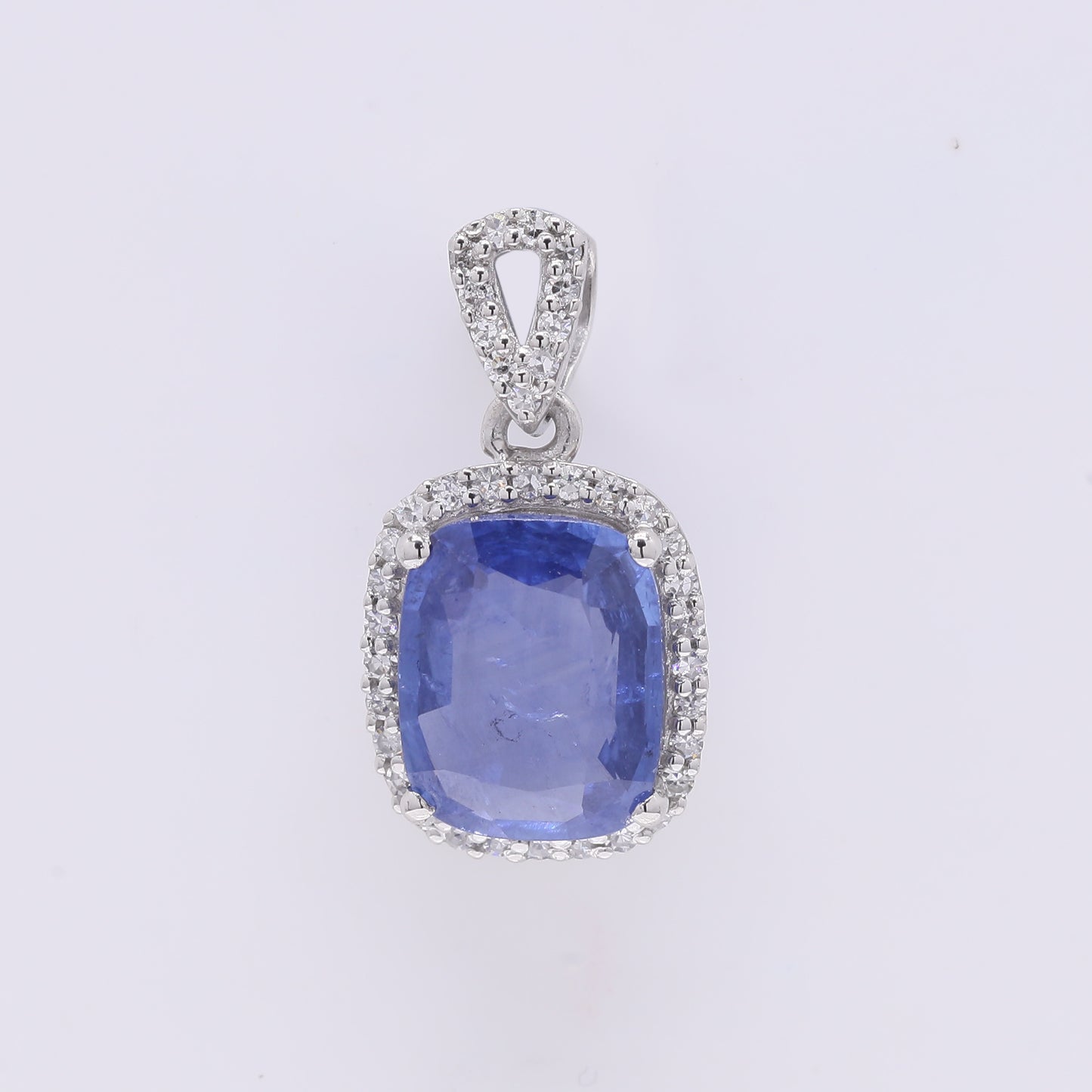 2.19 Ct Cushion Mixed Cut Natural Sapphire 950 Platinum Pendant