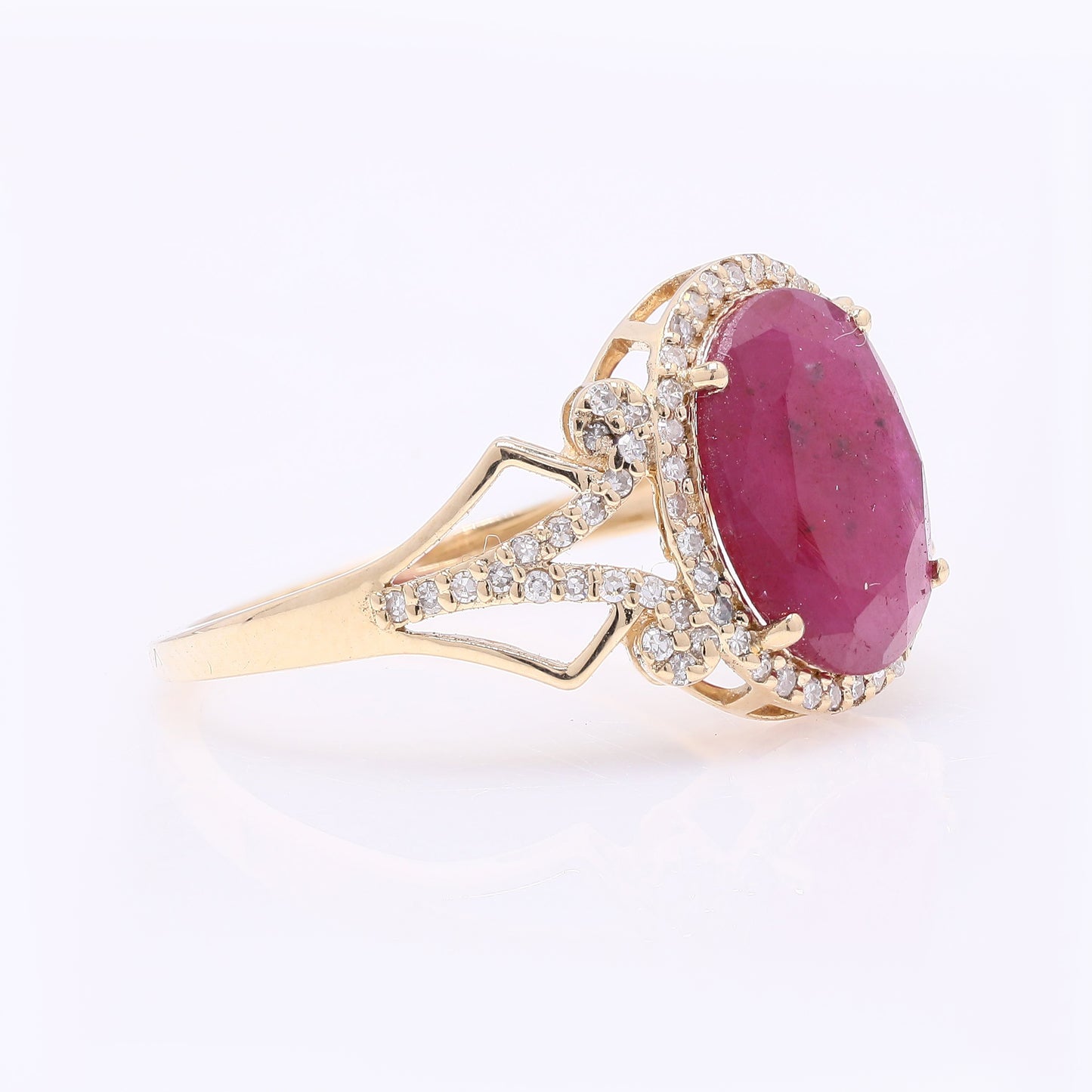 2.91 Ct Oval Mixed Cut Natural Ruby 14K Gold Ring