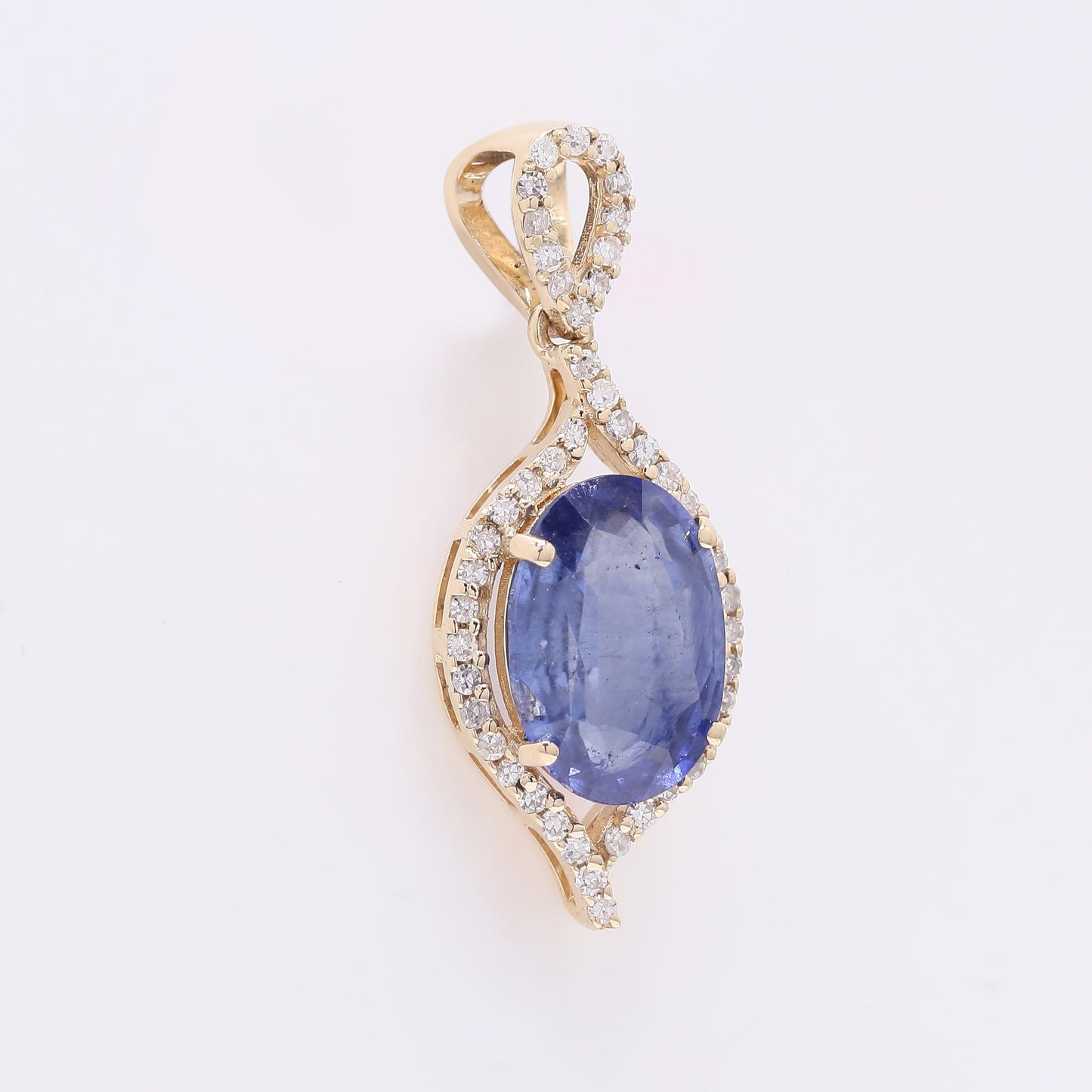 2.42 Ct Oval Mixed Cut Natural Sapphire 14K Gold Pendant