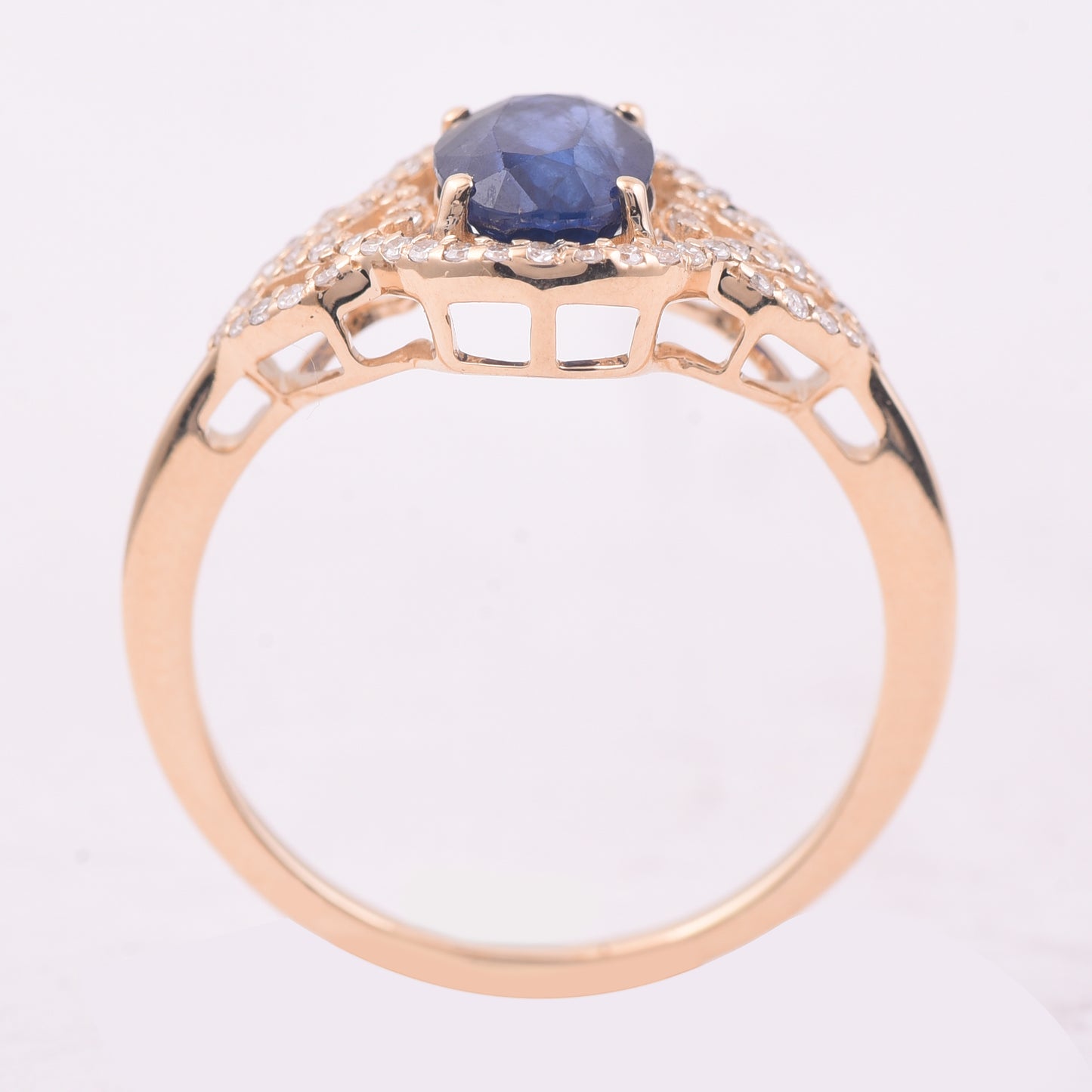 1.84 Ct Oval Mixed Cut Natural Sapphire 14K Gold Ring