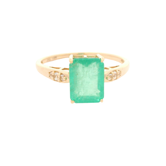 2.07 Ct Octagon Emerald 14K Gold Ring