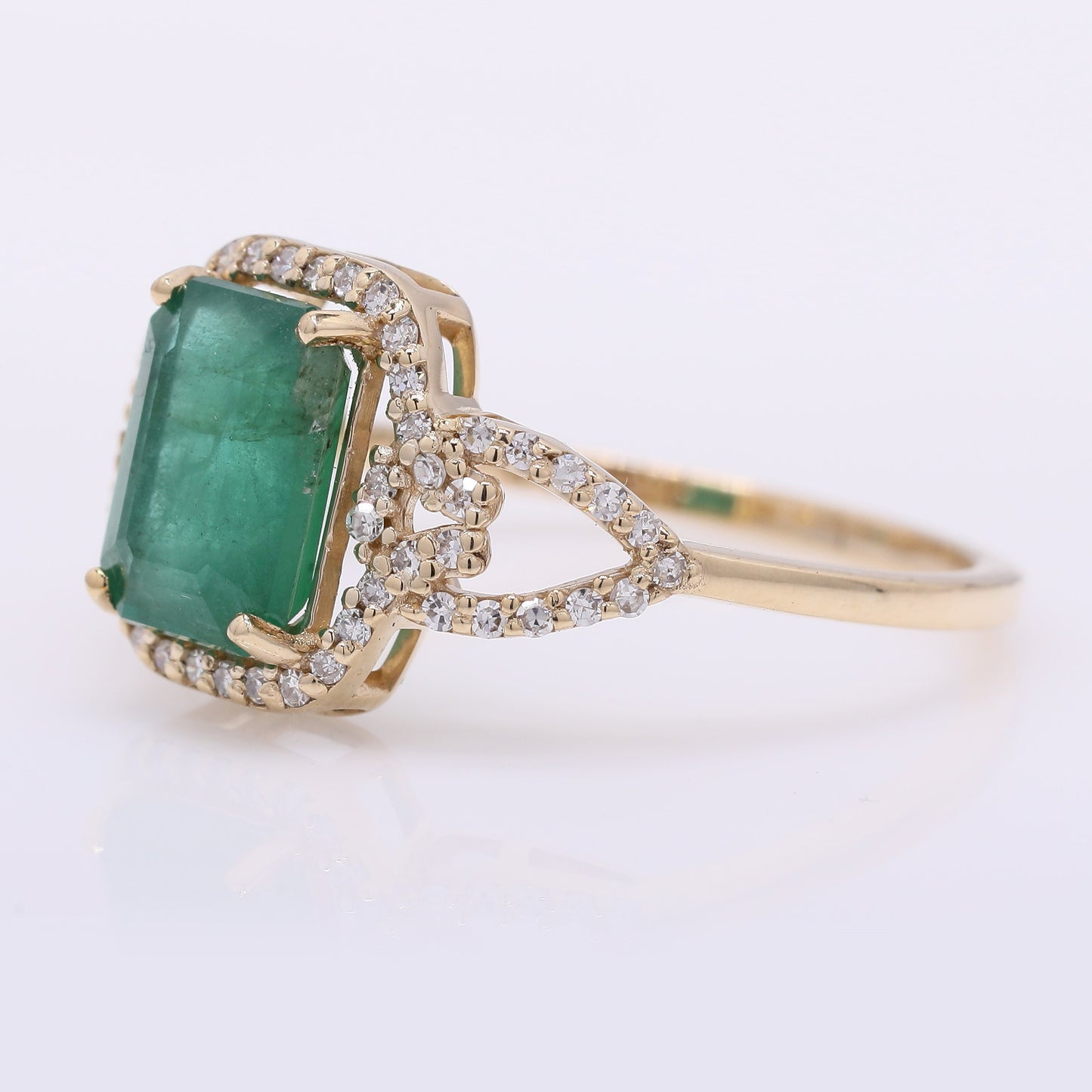 1.72 Ct Octagon Step Cut Natural Emerald 14K Gold Ring