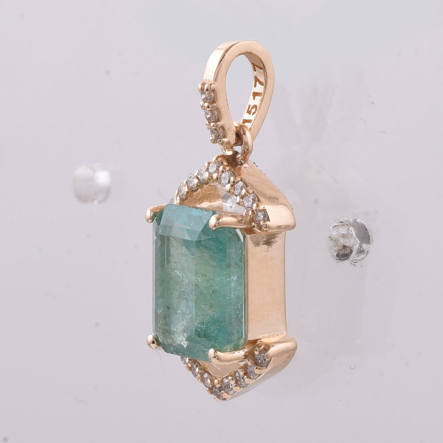 2.33 Ct Octagon Step Cut Natural Emerald 14K Gold Pendant