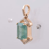 2.33 Ct Octagon Step Cut Natural Emerald 14K Gold Pendant