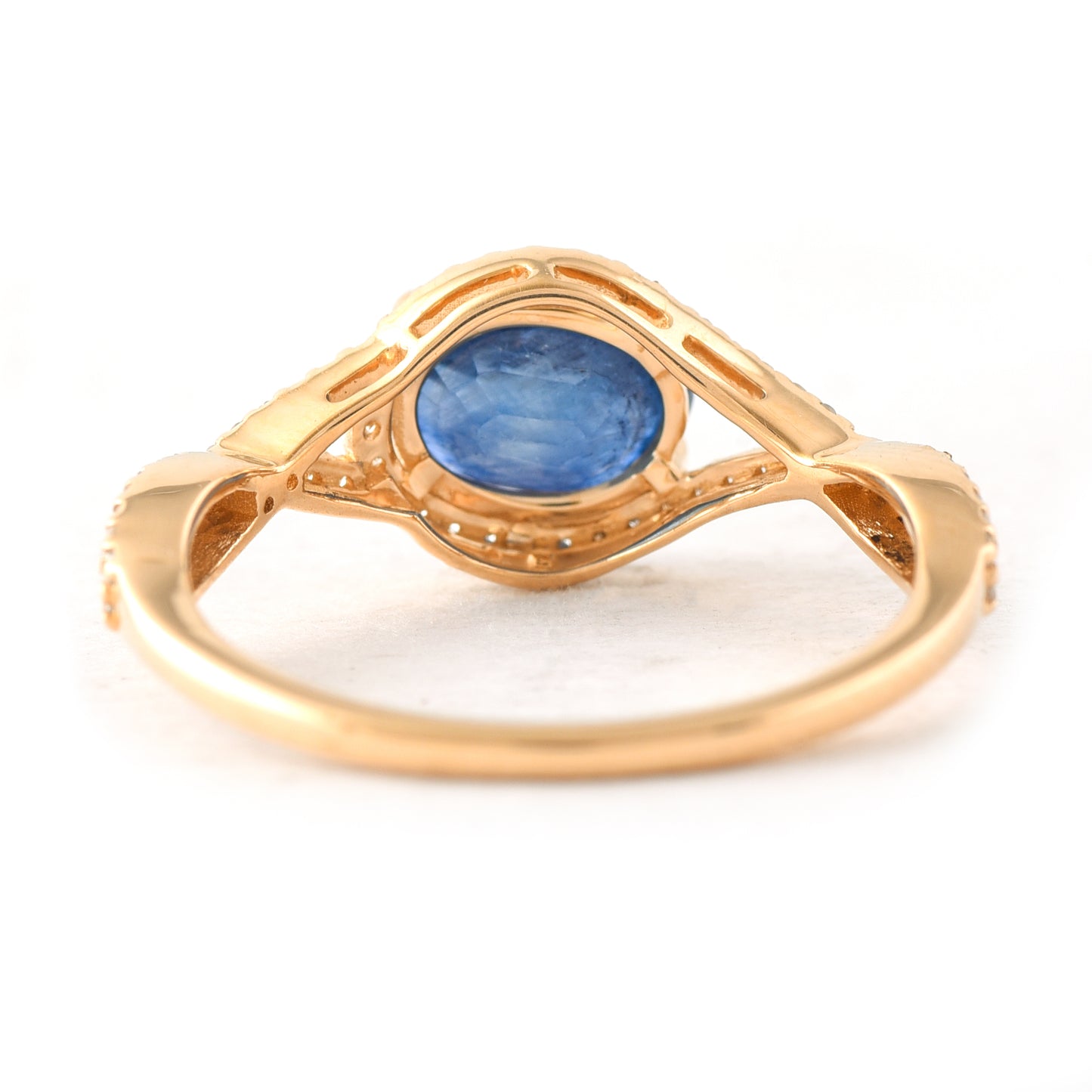 2.15 Ct Oval Mixed Cut Natural Sapphire 14K Gold Ring