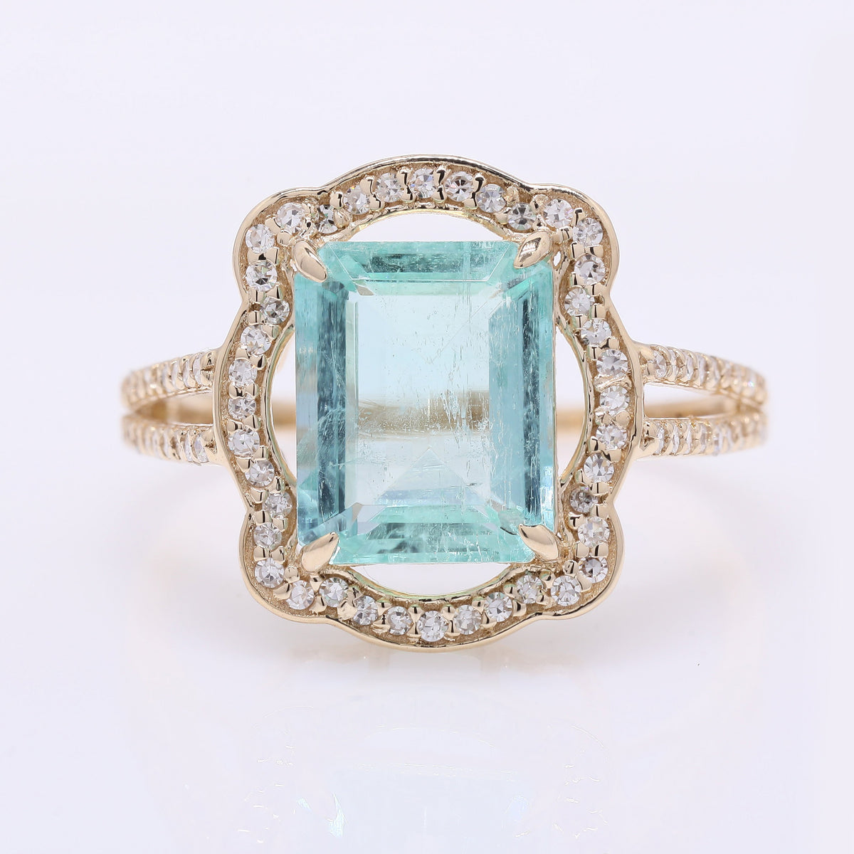 2.91 Ct Octagon Step Cut Natural Emerald 14K Gold Ring