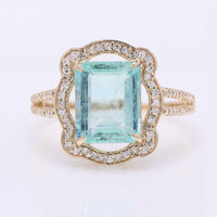 2.91 Ct Octagon Step Cut Natural Emerald 14K Gold Ring