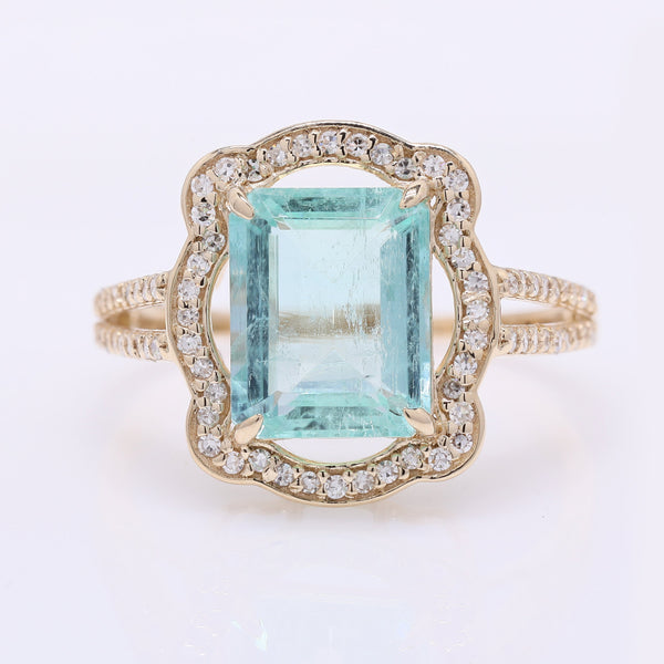 2.91 Ct Octagon Step Cut Natural Emerald 14K Gold Ring