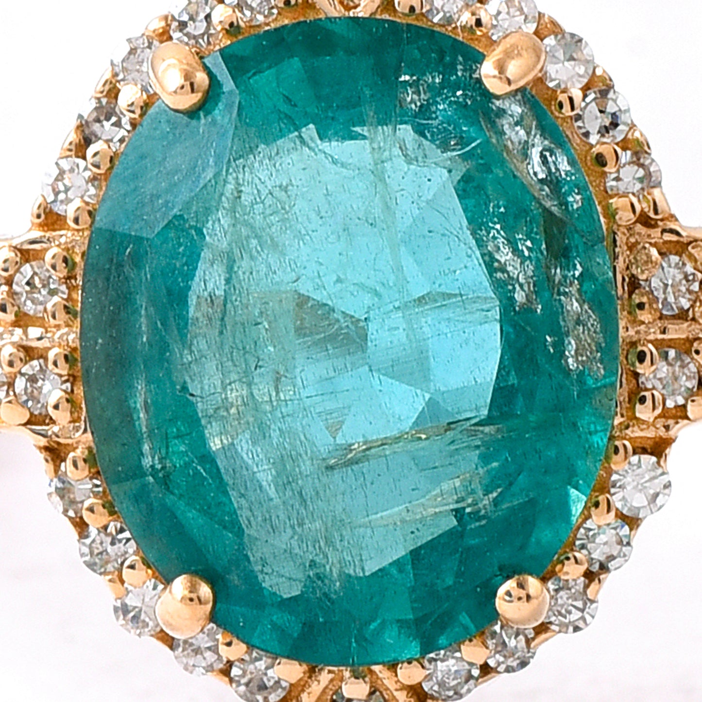 2.47 Ct Oval Mixed Cut Natural Emerald 14K Gold Ring