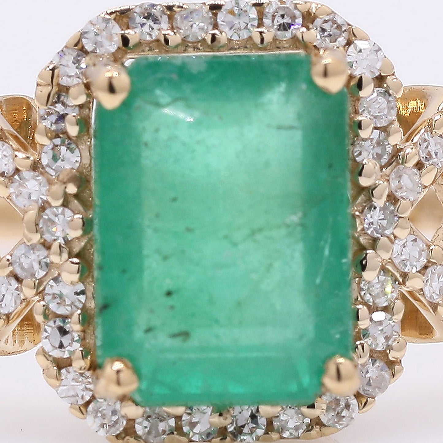 1.54 Ct Octagon Step Cut Natural Emerald 14K Gold Ring